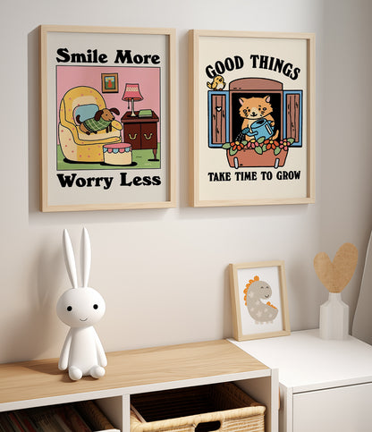 'Good thing take time' and 'Smile more' Quotes