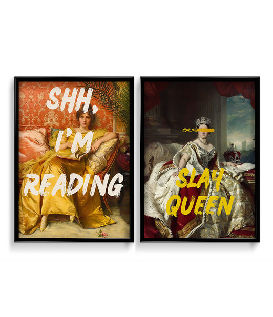 Shh, I'm reading & Slay queen - Set of 2