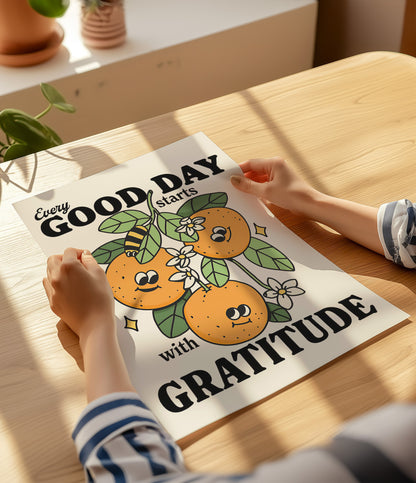 'Good day starts with gratitude' Quote